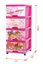 DD Style Комод, 4 ящ. с рисунком, 40х50x98.5 см
